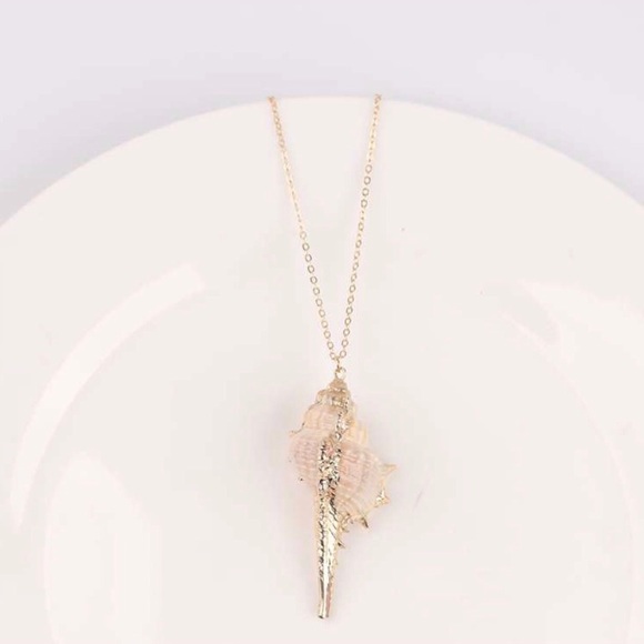 Spiny Murex~ Echinate Spiky Conch Shell Mermaid Beach Ocean Gold Dipped Necklace - Picture 13 of 16